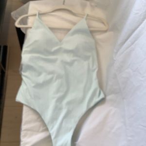 V neck ribbed one piece